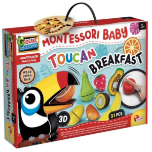Montessori baby 2az1-ben kézségfejlesztő játék – a tukán reggelije