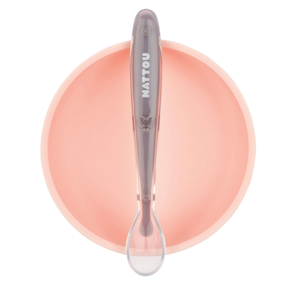 Nattou étkészlet szilikon 2 részes mélytányérral pink-padlizsán - Image 2