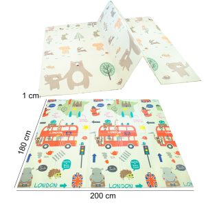 Kétoldalas összehajtható játszószőnyeg – város/erdő 200 x 180 cm