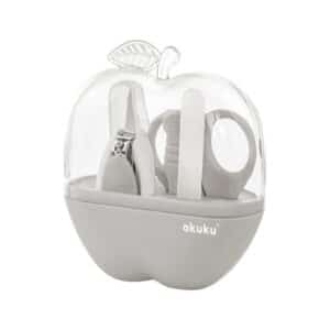 Babaápoló szett, alma alakú tokban – szürke