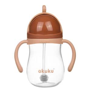 AKUKU csöpögésmentes szívószálas tanulópohár – mokka vagy kék/piros